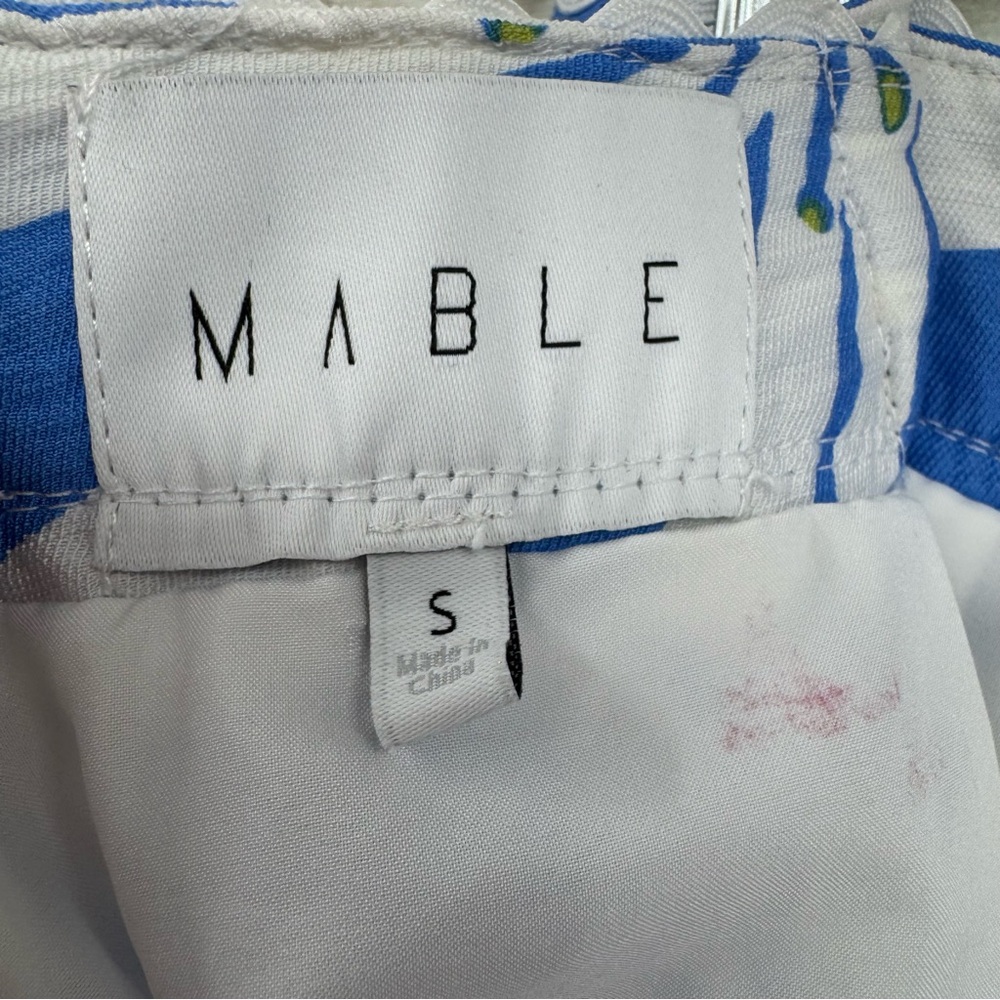 Mable Blue White Floral Wide Leg Crop Pants Beach Vacation Small FLAWED - Picture 8 of 16